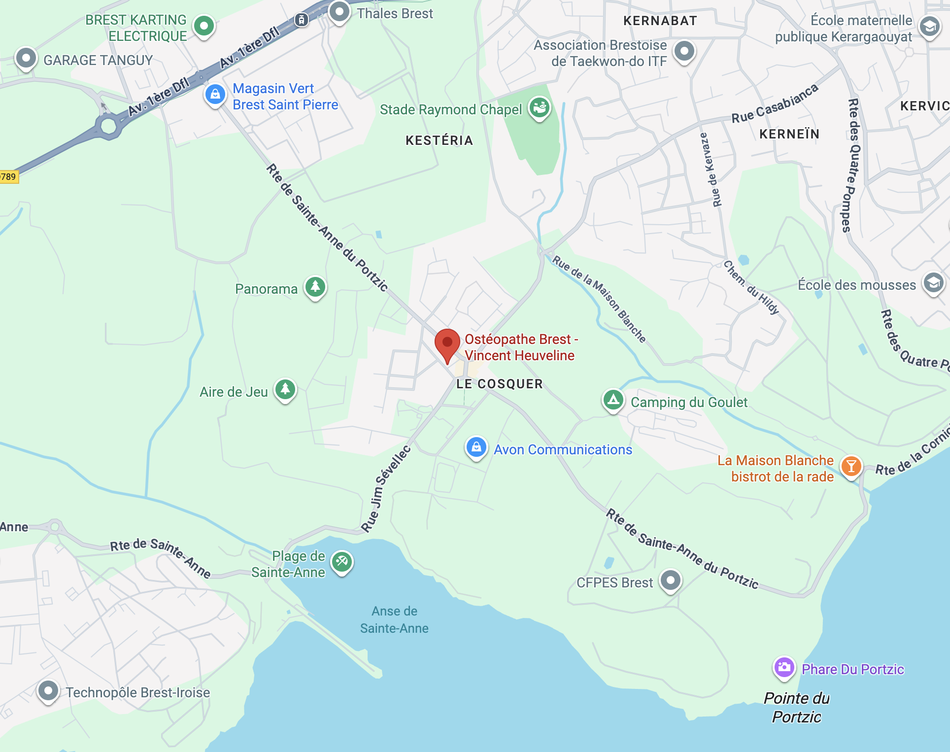 Carte du cabinet - 3 Rue des Camélias, 29200 Brest